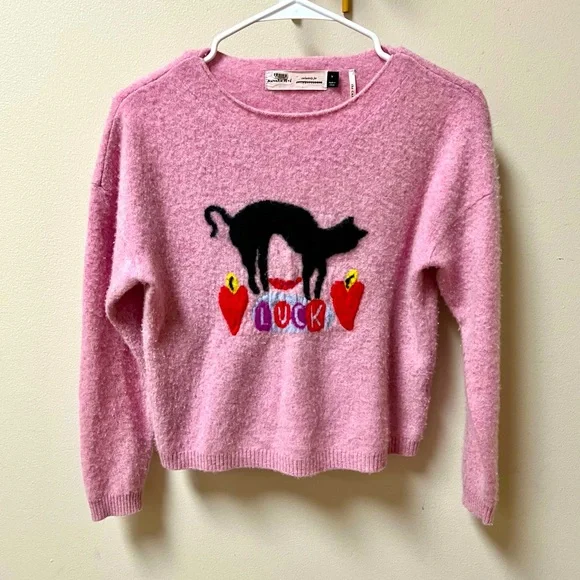 Anthropologie 🐈⬛💗 Nathalie Lete Cashmere Cat Sweater - Picture 1 of 5